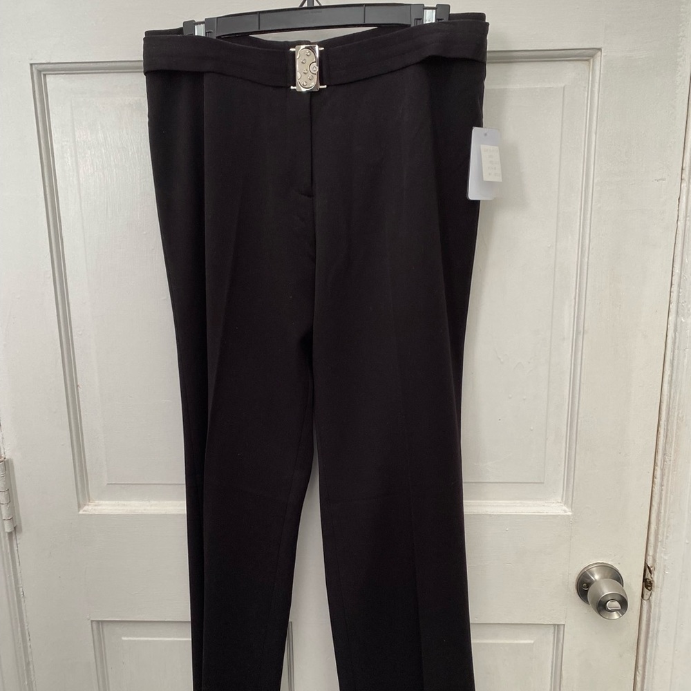 Tessori Black Pants with Decorative Buckle size 14